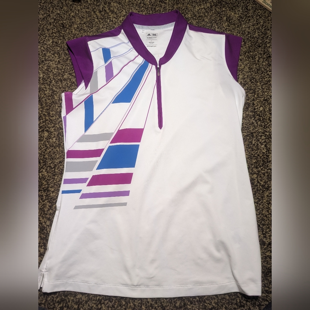 Adidas golf climate cool women's L white 3/4 zip
